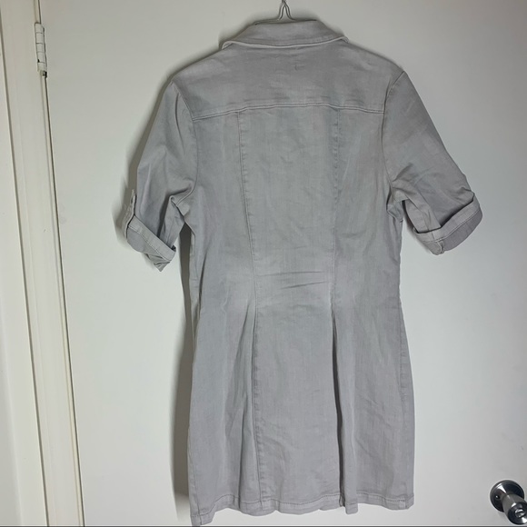 Wash Lab Denim Dress | Jean Style Short Sleeve Shirtdress - Picture 7 of 9